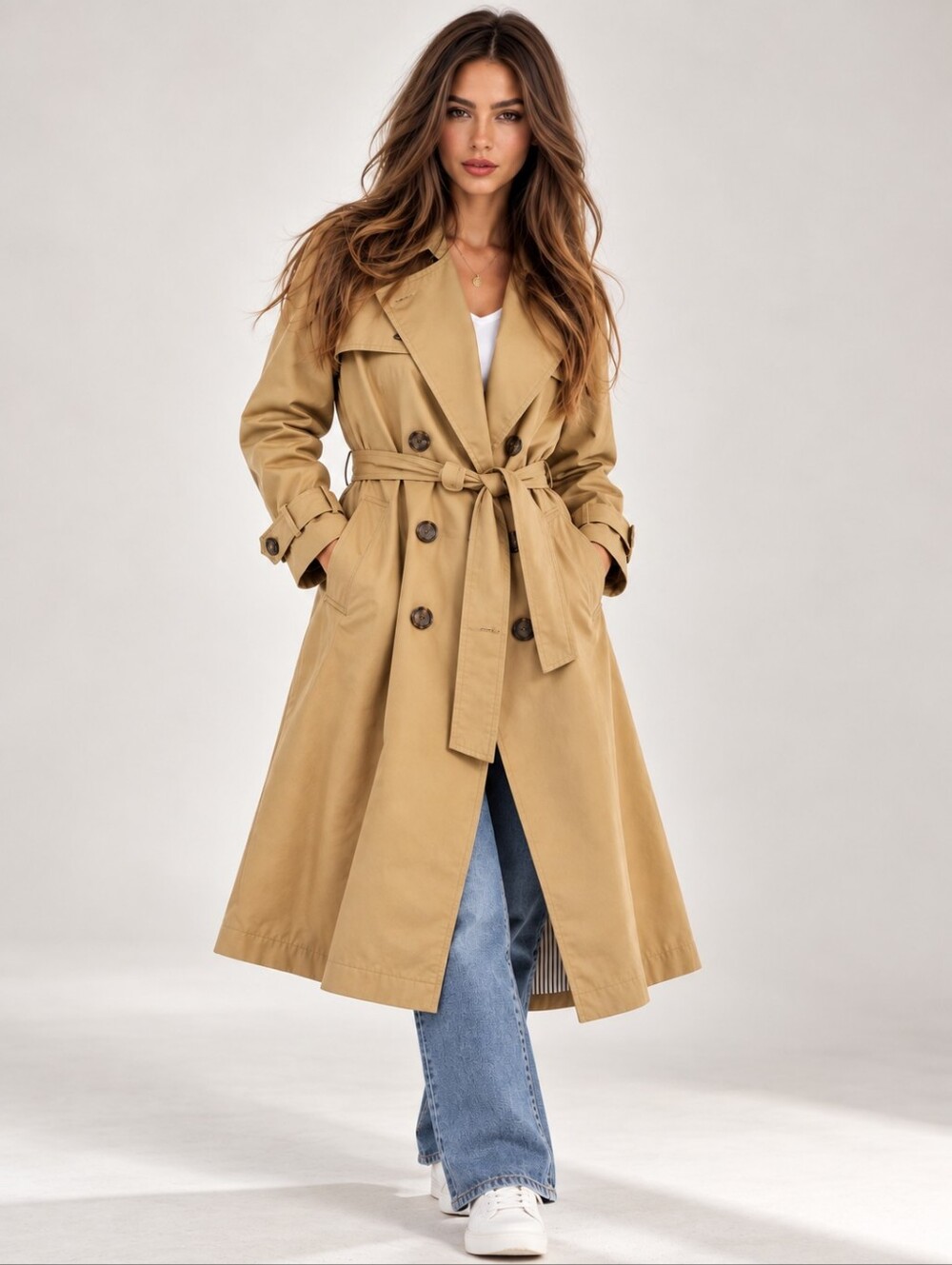Nili Lotan for Target XS Tan Double Breasted Belted Trench Coat EUC